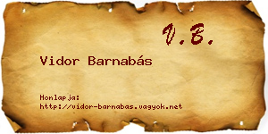 Vidor Barnabás névjegykártya